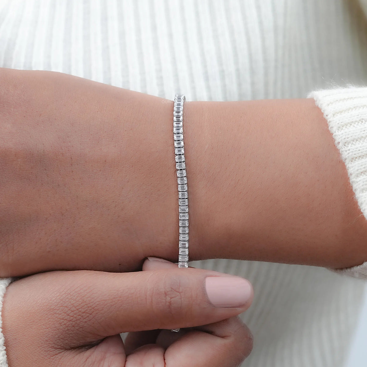 Emerald Lab Grown Diamond Tennis Bracelet Bracelet