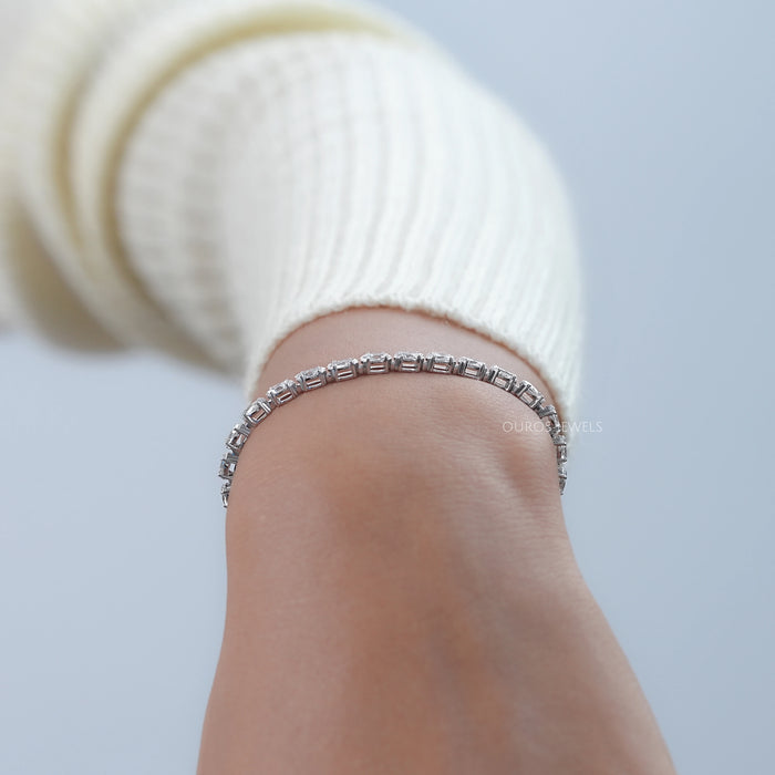 Marquise  Cut  Lab Diamond White Gold Tennis Bracelet 