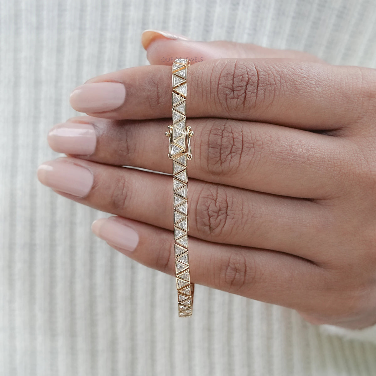 Triangle Cut Bezel Set Tennis Bracelet Bracelet