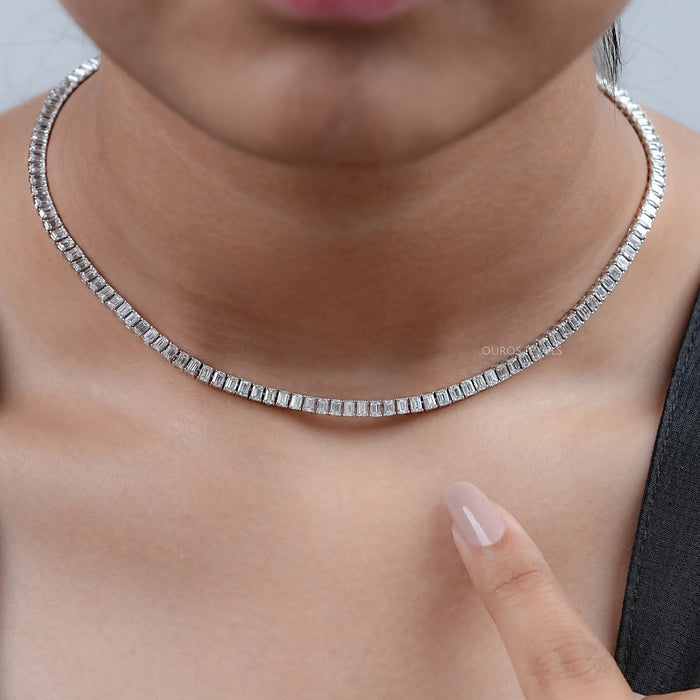 Emerald Lab Grown Diamond Tennis Necklace