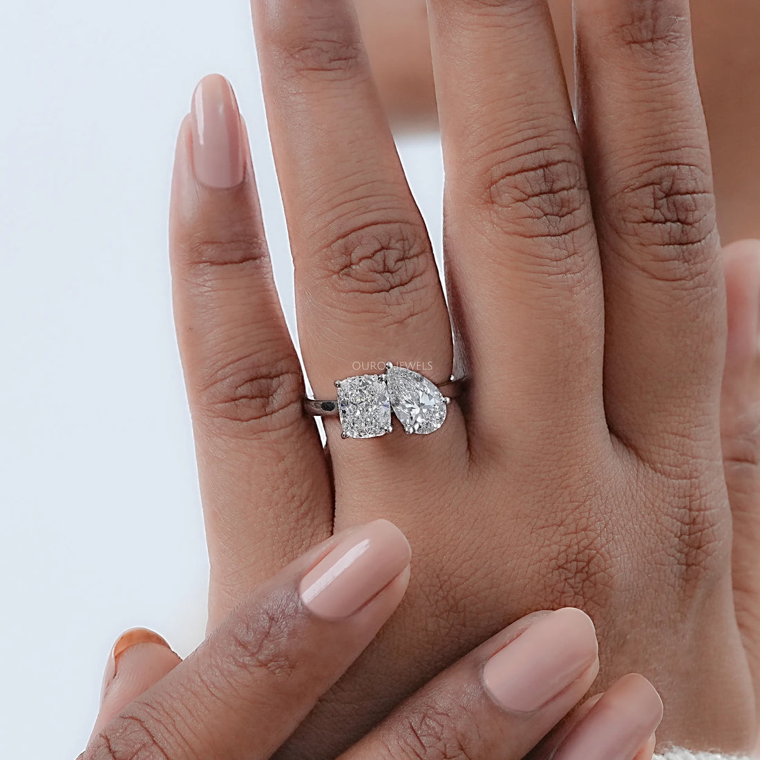 Pear And Cushion Cut Hidden Halo Toi Moi Ring Rings