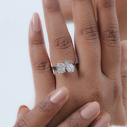 Pear And Cushion Cut Hidden Halo Toi Moi Ring Rings