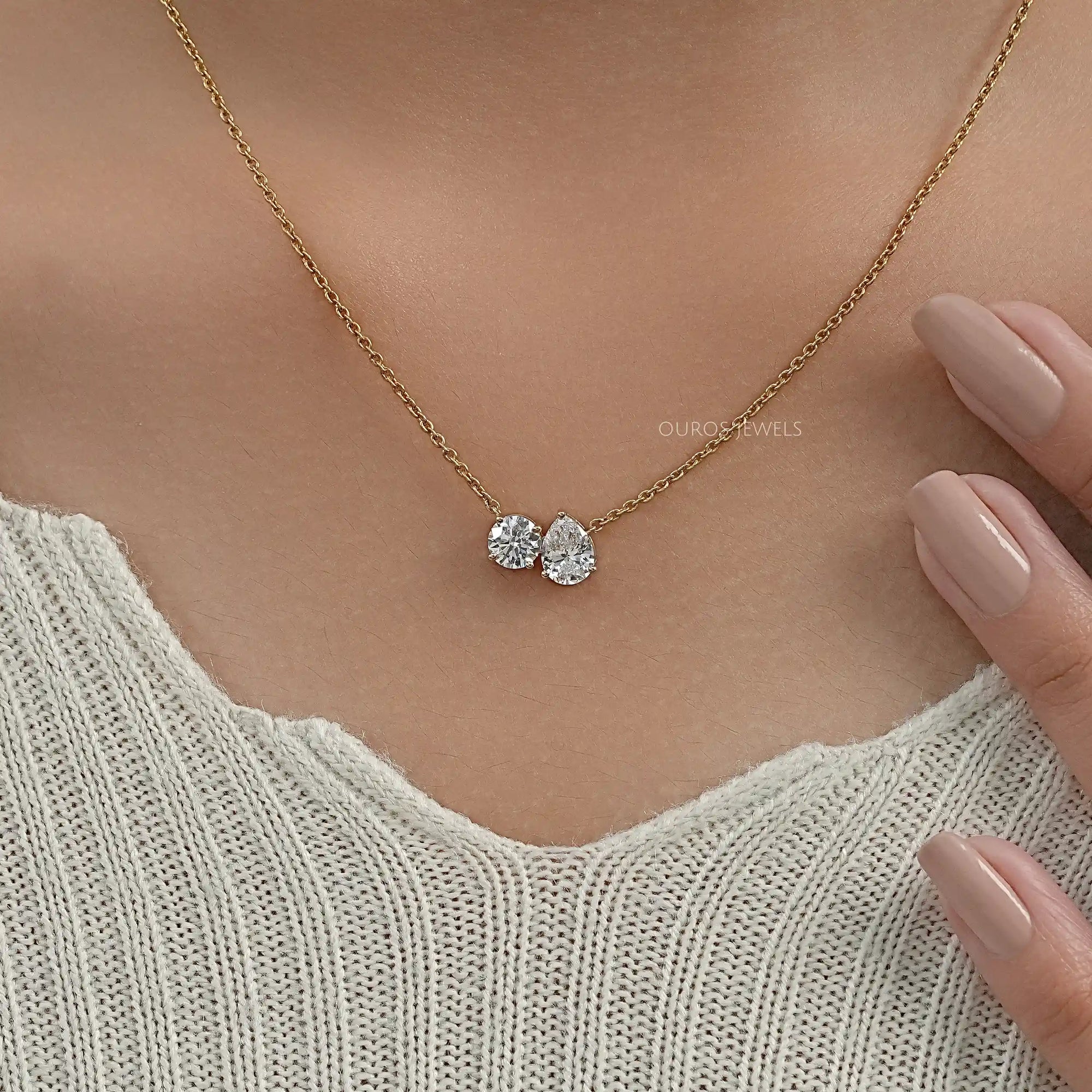 Pear And Round Diamond Toi Moi Pendant Necklaces