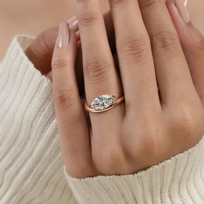Lab Diamond Sculpted Wave Solitaire Ring