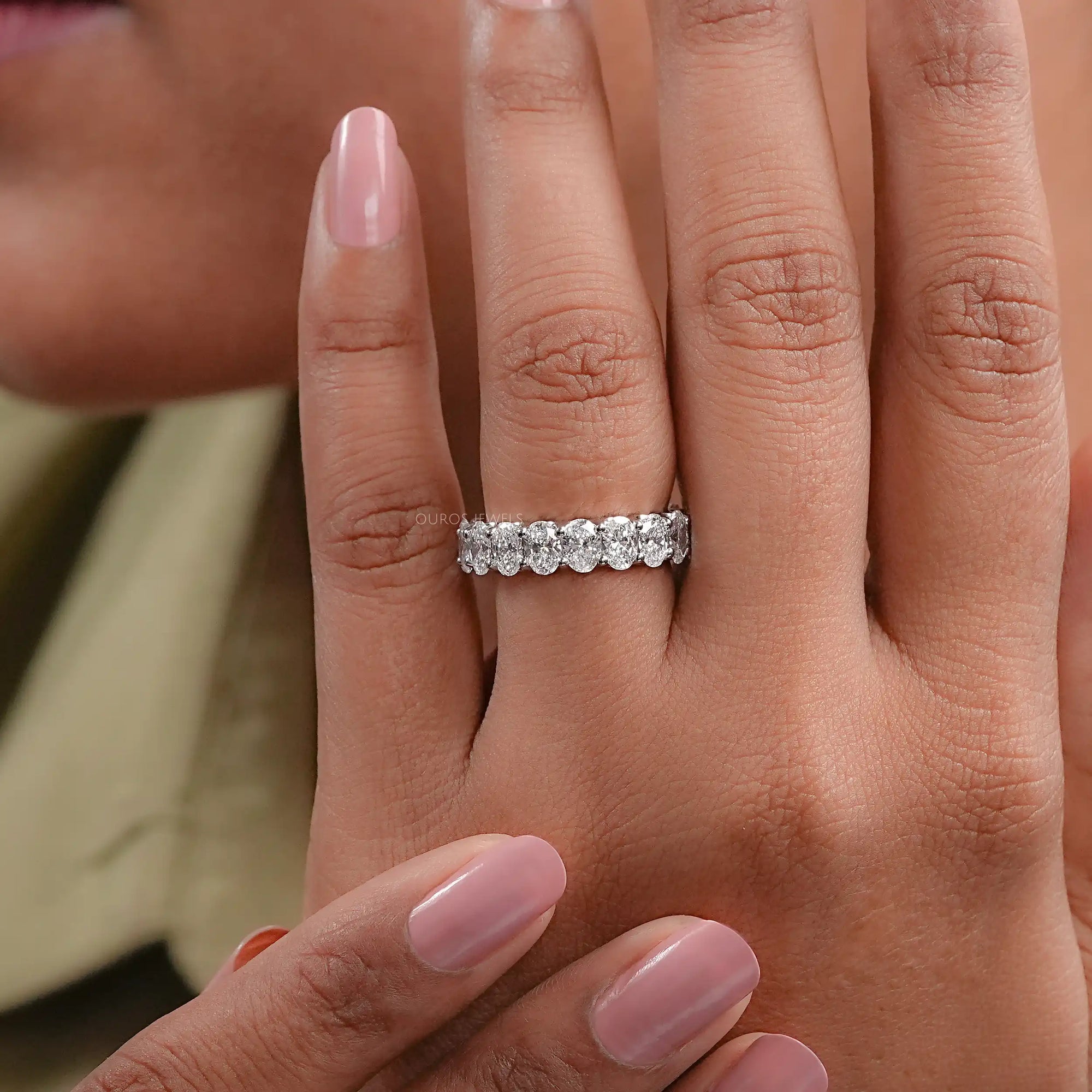 Oval Cut Lab Grown Diamond Eternity Band Rings