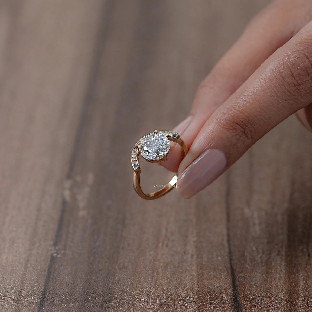 Half Halo Round Lab Diamond Engagement Ring Earring