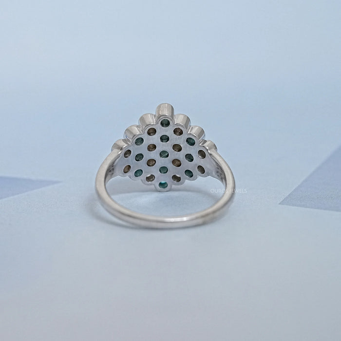  Round Cut Paraiba Lab Gemstone Bezel Set Wedding Ring 