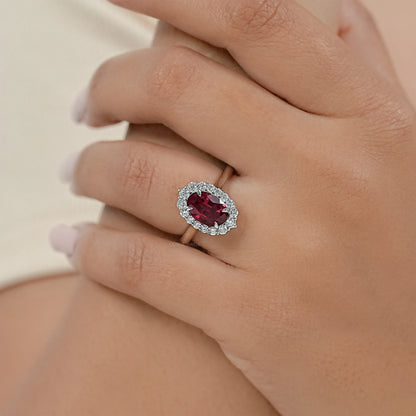 Oval Gemstone Halo Engagement Ring