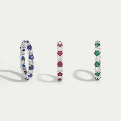 Round Lab Gemstone Alternative Wedding Band