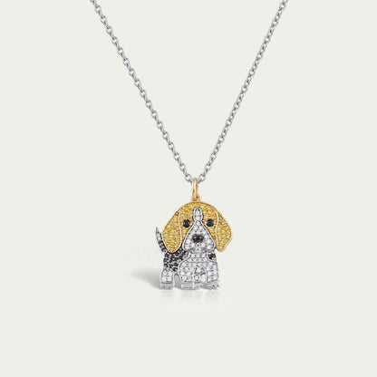 Lab Grown Color Diamond Dog Pendant Necklaces