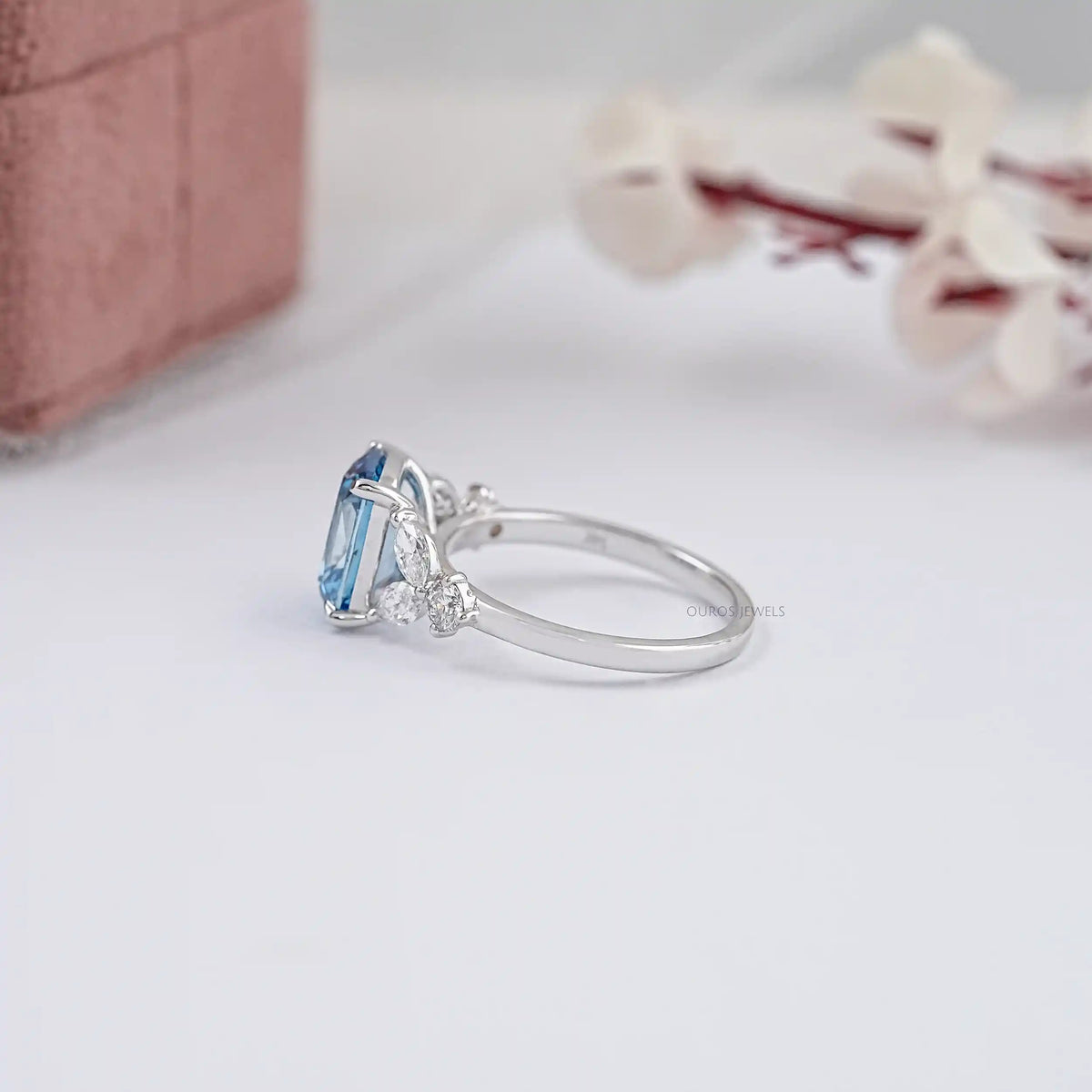 Fancy Blue Old Mine Cushion Diamond Engagement Ring Ring
