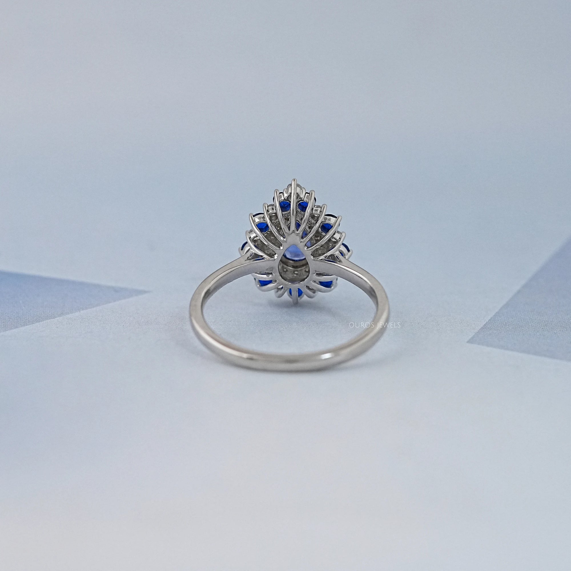 Sapphire Pear And Double Halo Engagement Ring
