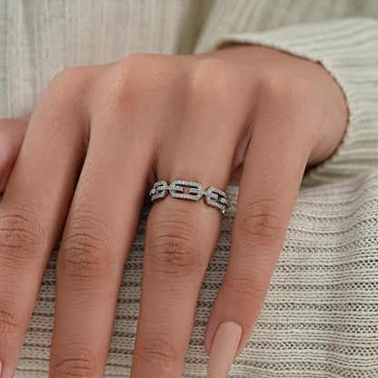 Round Cut Lab Diamond Chain Link Wedding Ring Rings