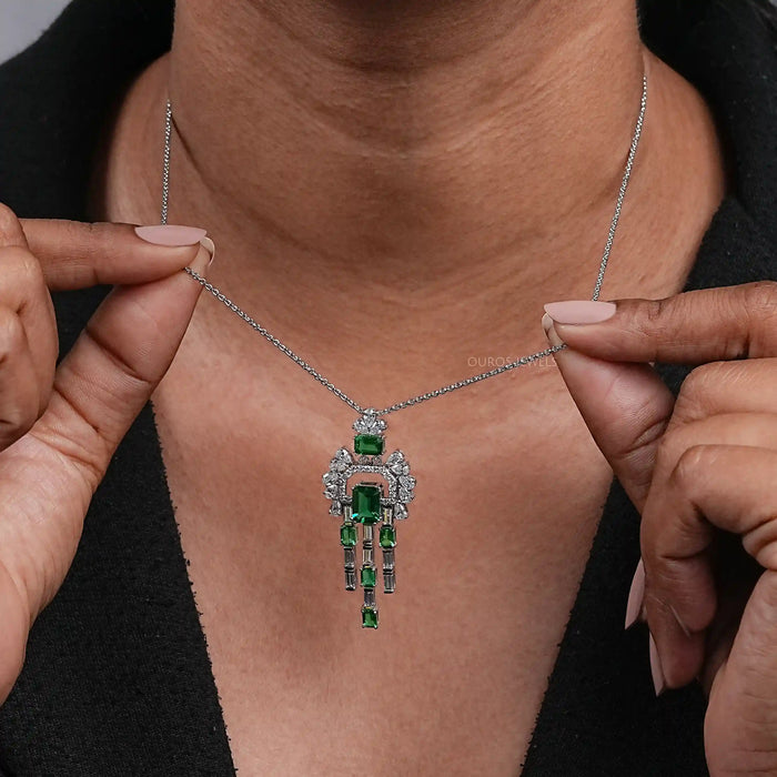 Diamond Cluster and Gemstone Pendant