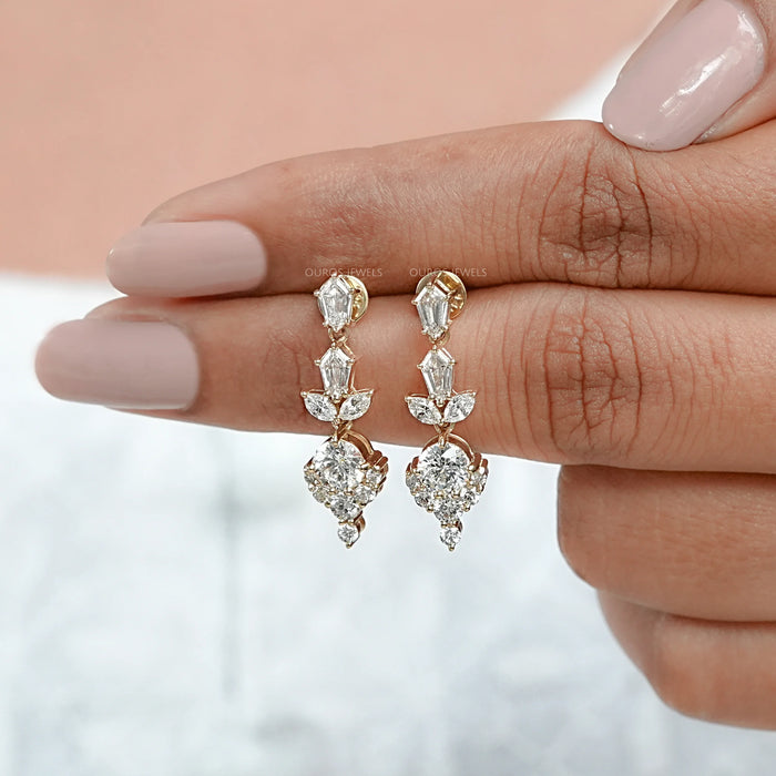 Multi Diamond  Dangle Earring