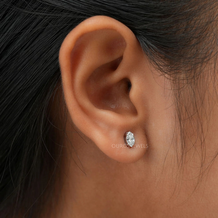 Marquise Cut Lab Grown Diamond Stud Earrings