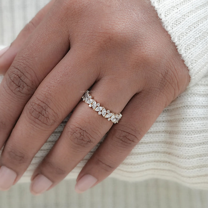 Marquise And Round Lab Diamond Wedding Band