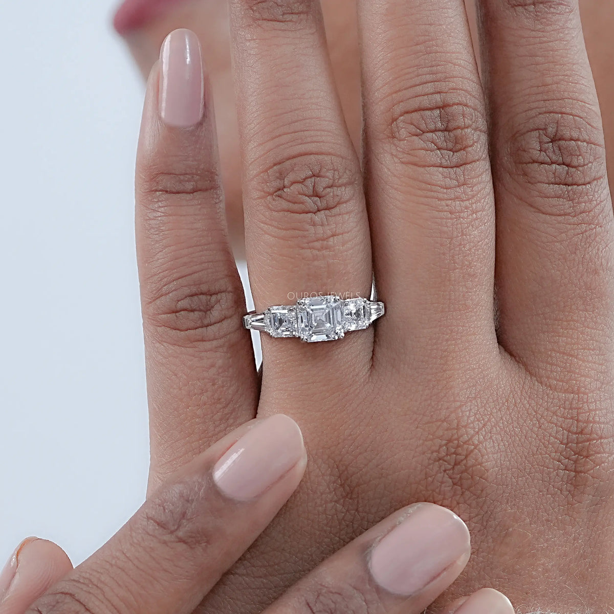 Five Stone Asscher Diamond Engagement Ring
