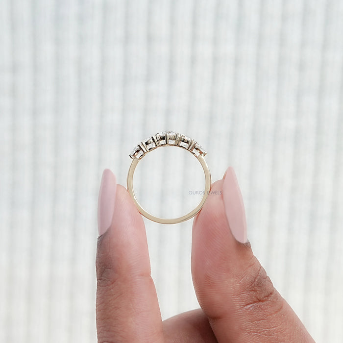 Round And Heart Diamond Five Stone Engagement Ring