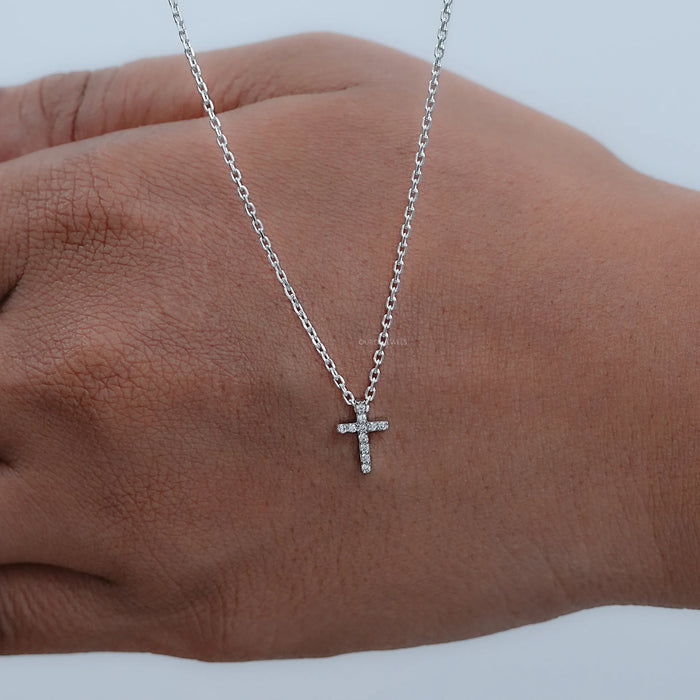 Round Lab Grown Diamond Cross Pendant 