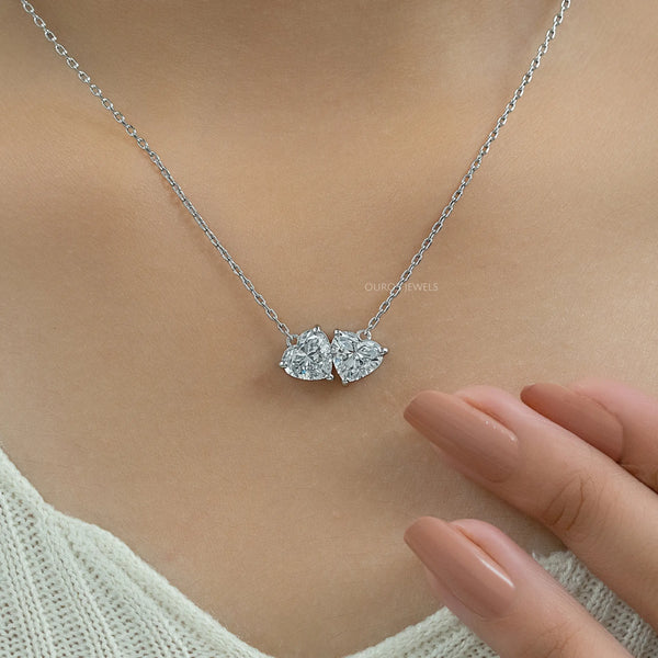 Heart Cut Lab Diamond Toi Et Moi Pendant 