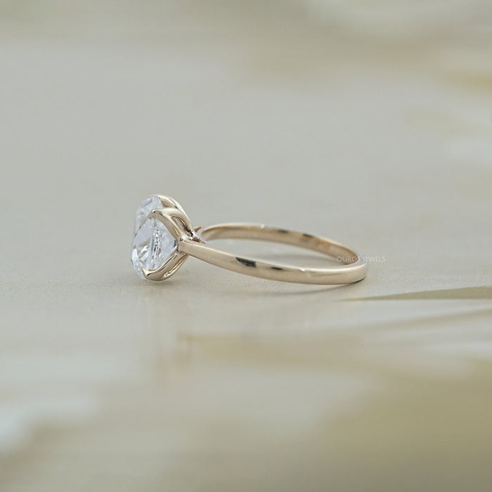 Old Mine Cushion Petal Solitaire Engagement Ring