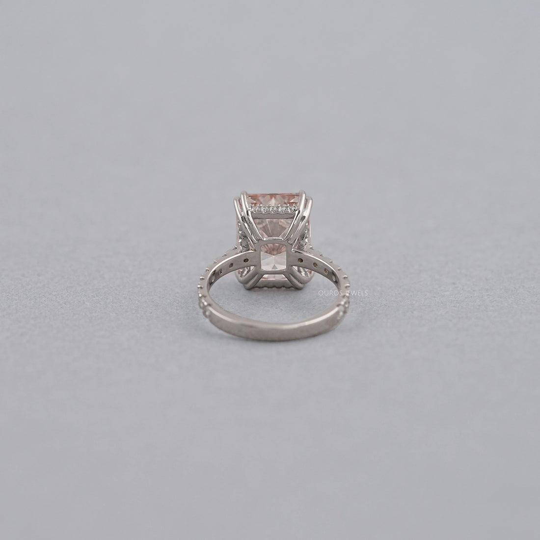 Pink Radiant Cut Solitaire Accent Engagement Ring Rings