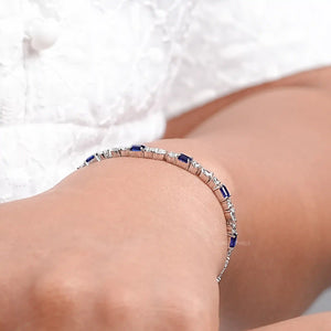 Emerald Cut Sapphire And Lab Dimond Bracelet