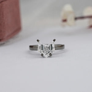 Antique Shape Cat Cut Lab Diamond Solitaire Ring