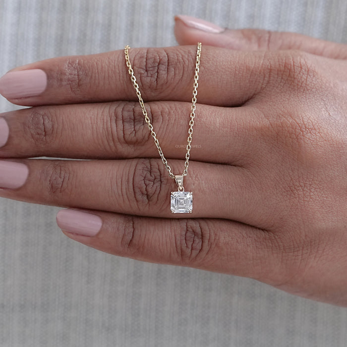 Asscher Lab Diamond Solitaire Pendant