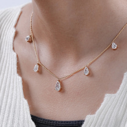 Pear Lab Grown Diamond Station Style Necklace Necklaces