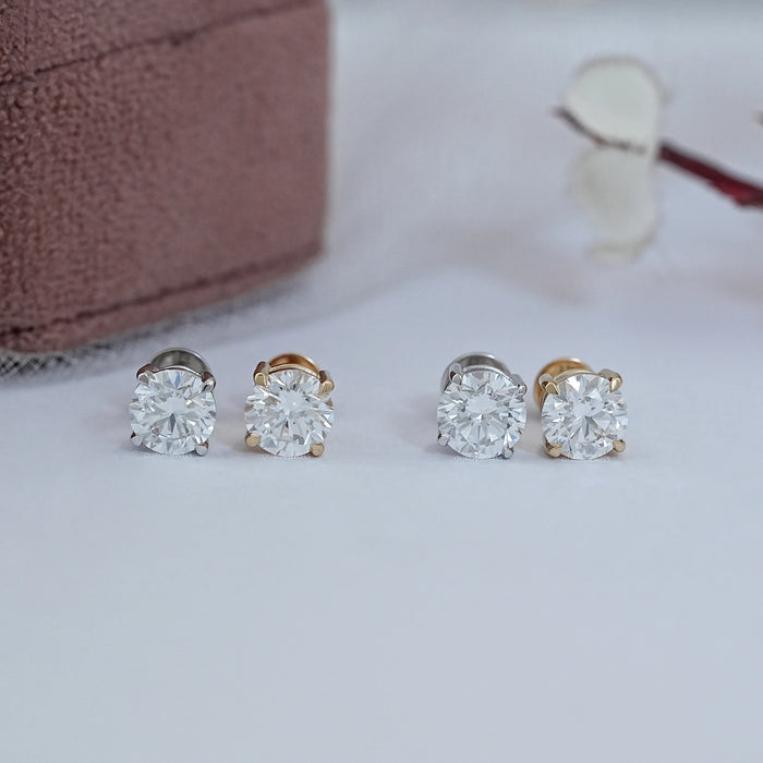 Round Cut Lab Grown Diamond Stud Earrings