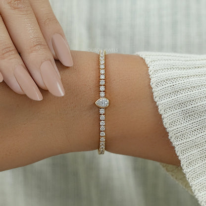 Bezel Pear Lab Grown Diamond Tennis Bracelet Bracelet