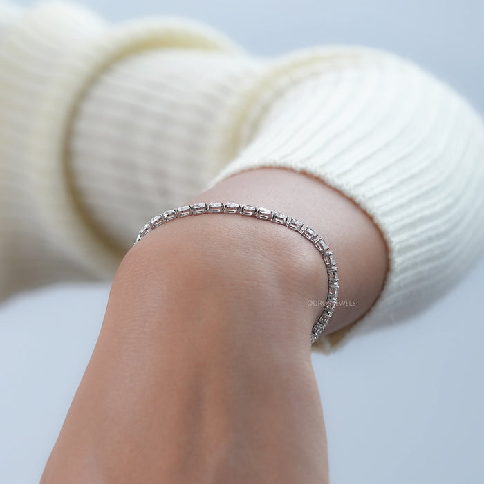 Pear Diamond Tennis Bracelet - East West Set 