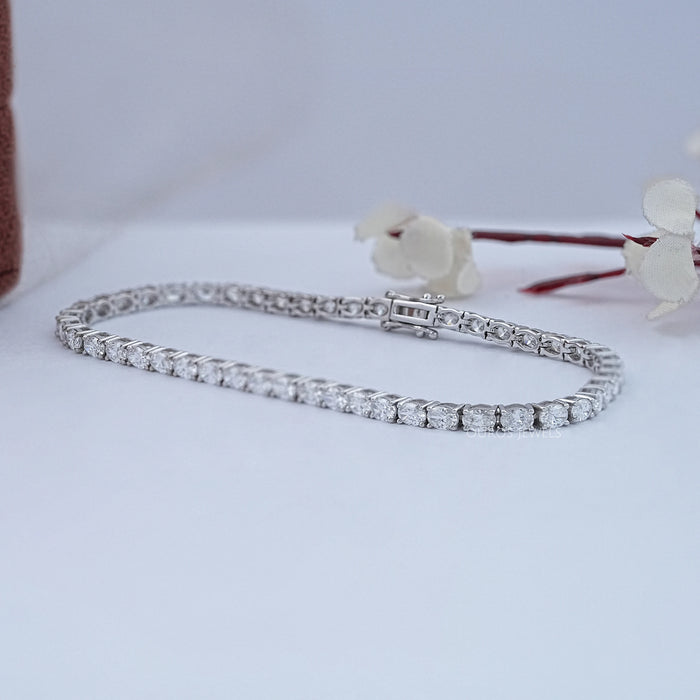 East West Oval Lab Diamond Tennis Bracelet 