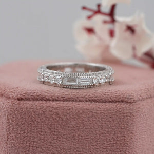 round and baguette diamond wedding band