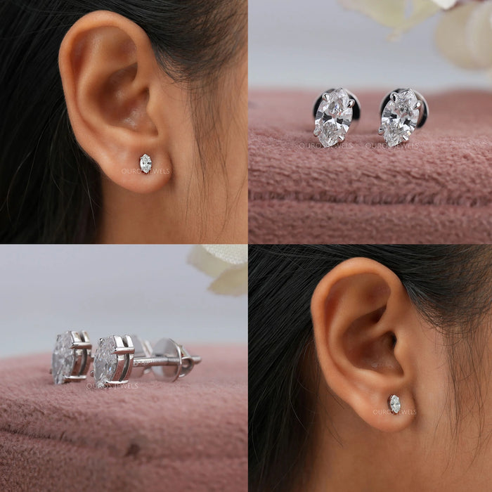 Marquise Cut Lab Grown Diamond Stud Earrings