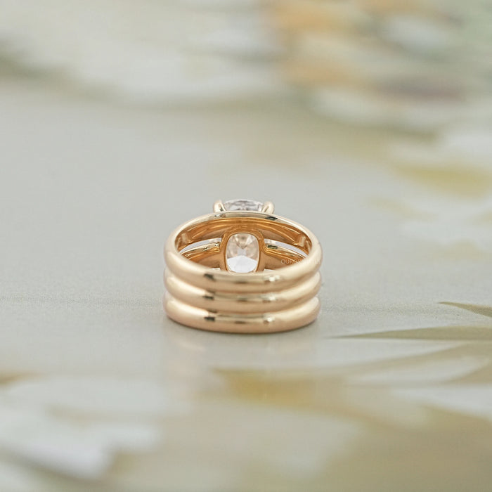 Old Mine Cushion Diamond Wide Wedding Band