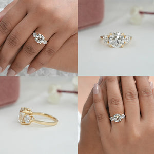 Three Stone OEC Round Cut Lab Grown Engagement Ring