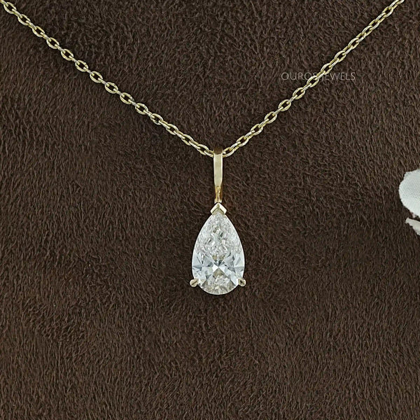 Lab Diamond Pear Cut Solitaire Pendant