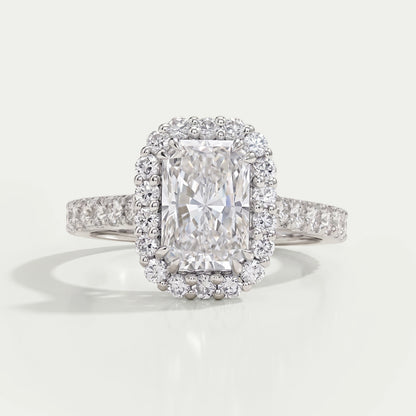 Radiant Cut Halo Solitaire Accent Engagement Ring Ring