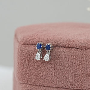 Sapphire Round Cut Lab Gemstone Dangle Earrings