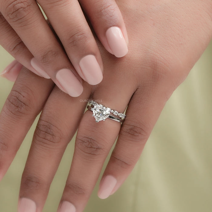 Heart Shaped Lab Diamond Wedding Ring Set