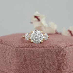 Three Stone OEC Round Cut Lab Grown Engagement Ring