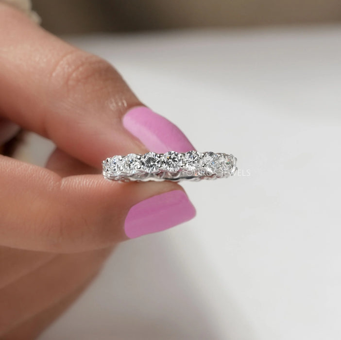 Round Lab Diamond Eternity Wedding Band