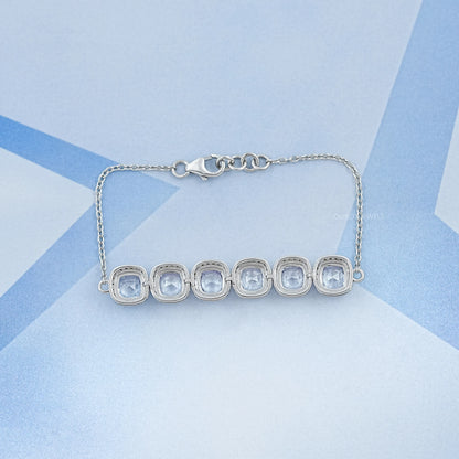 Alternating Cushion Sapphire and Diamond Link Bracelet