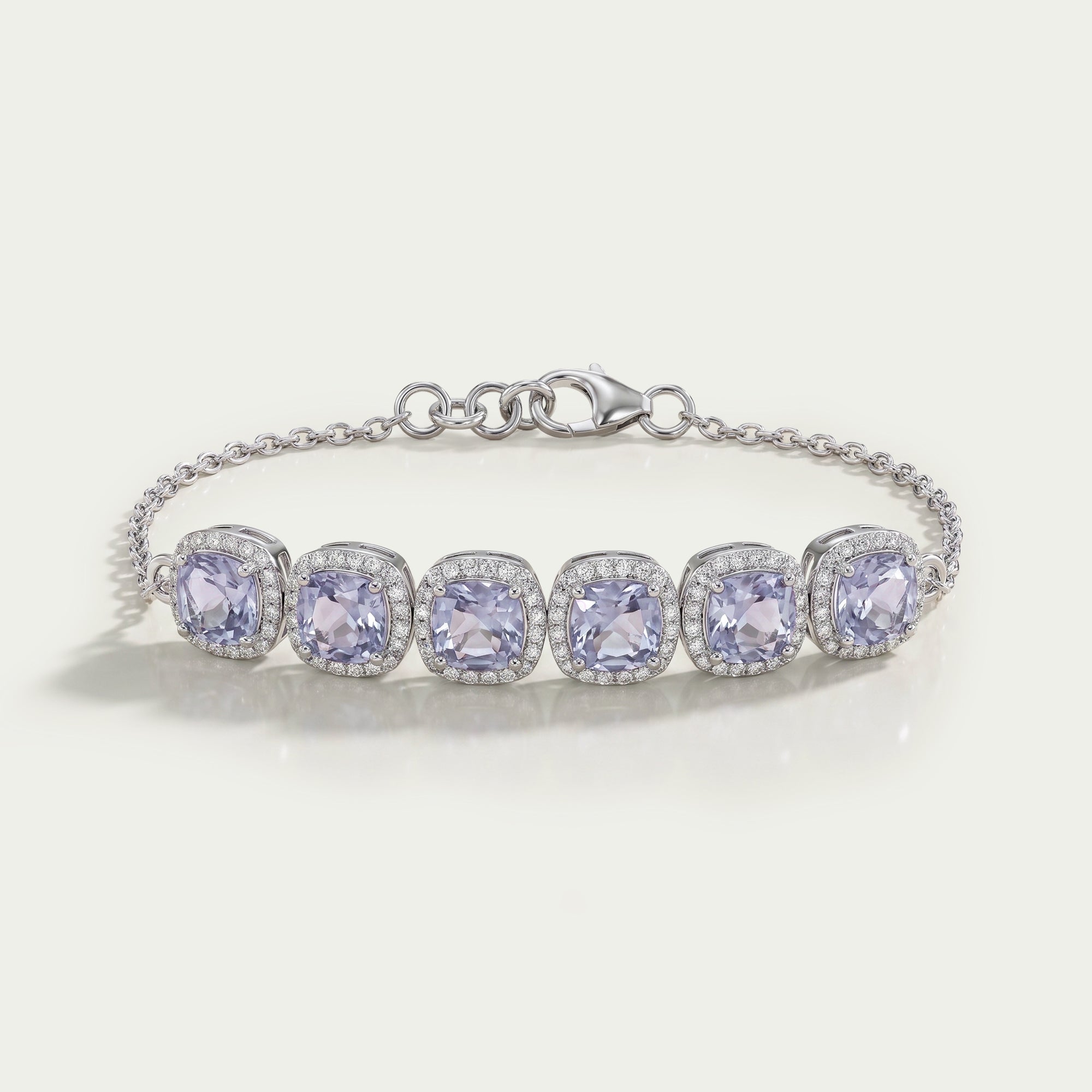 Alternating Cushion Sapphire and Diamond Link Bracelet
