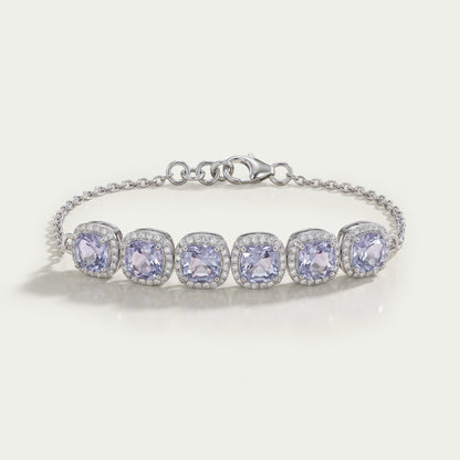 Alternating Cushion Sapphire and Diamond Link Bracelet