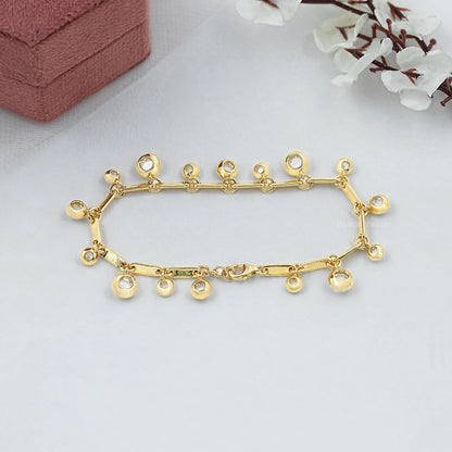 Bezel Set Rose Cut Lab Diamond Charm Bracelet