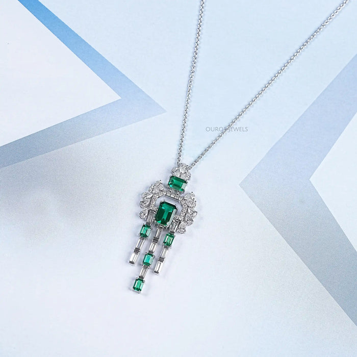 Diamond Cluster and Gemstone Pendant